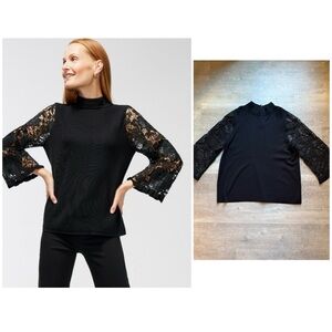 Chico’s Mock Neck Knit Lace Bell Sleeves Pullover Sweater Size 4 (XXL) Feminine